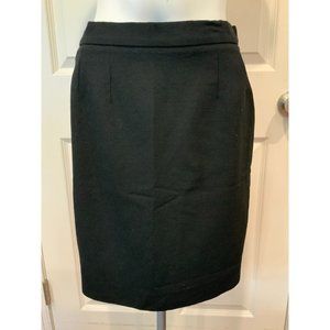Celine Paris Black 100% Wool Knee-Length Pencil Skirt, Size 2 (US) 34 (FR)